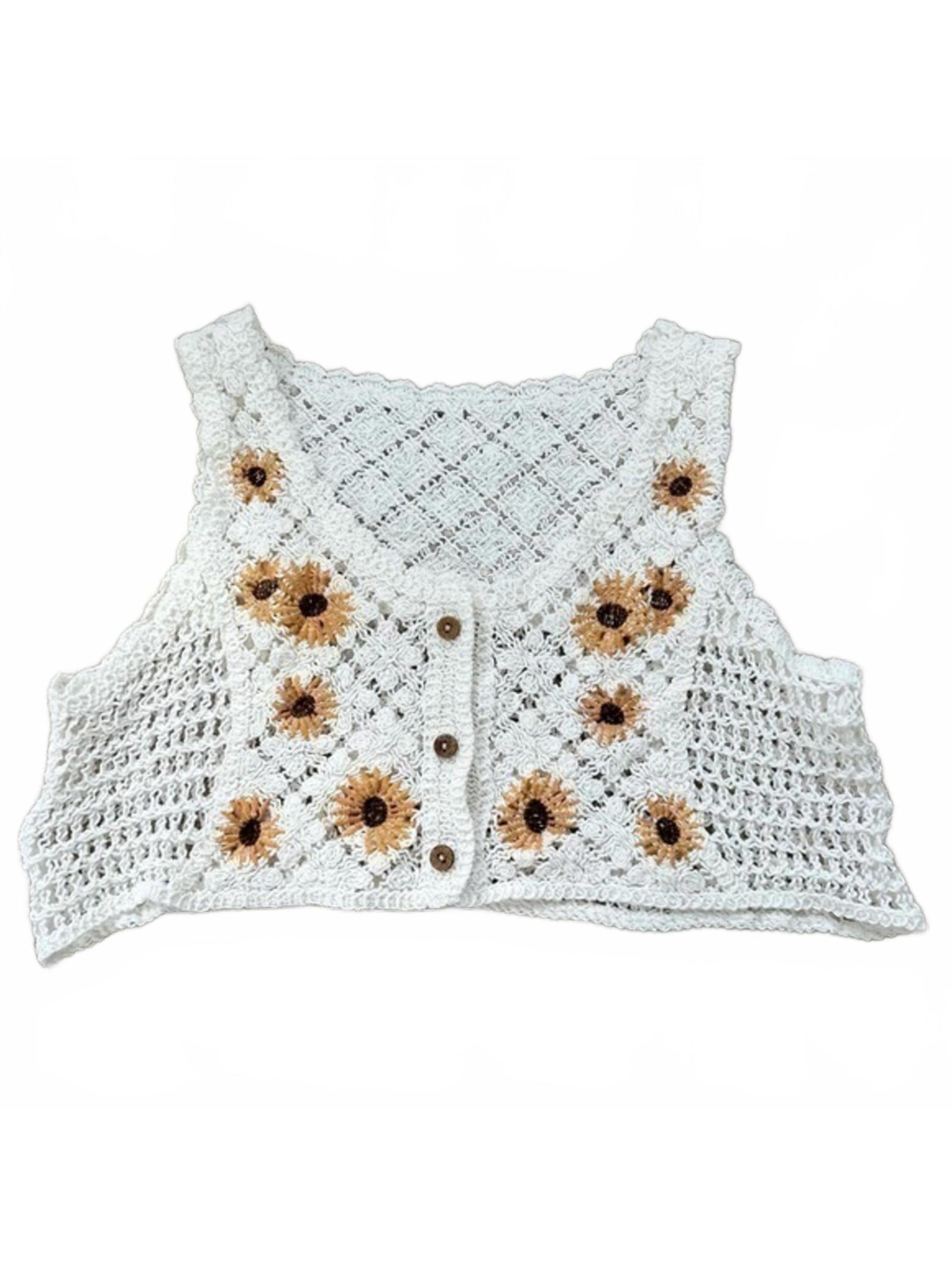 Sunflower Crochet Floral Crop Top Nwot Small